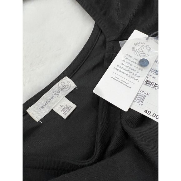 NWT TREASURE & BOND Size L Square Neck Top In Black MSRP $49 - Picture 3 of 11